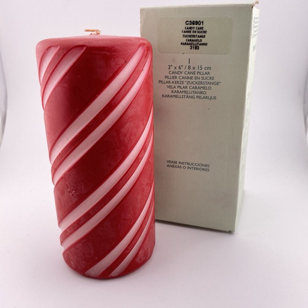Partylite C36901 Candy Cane 3” x 6” Pillar Scented Candle **New**